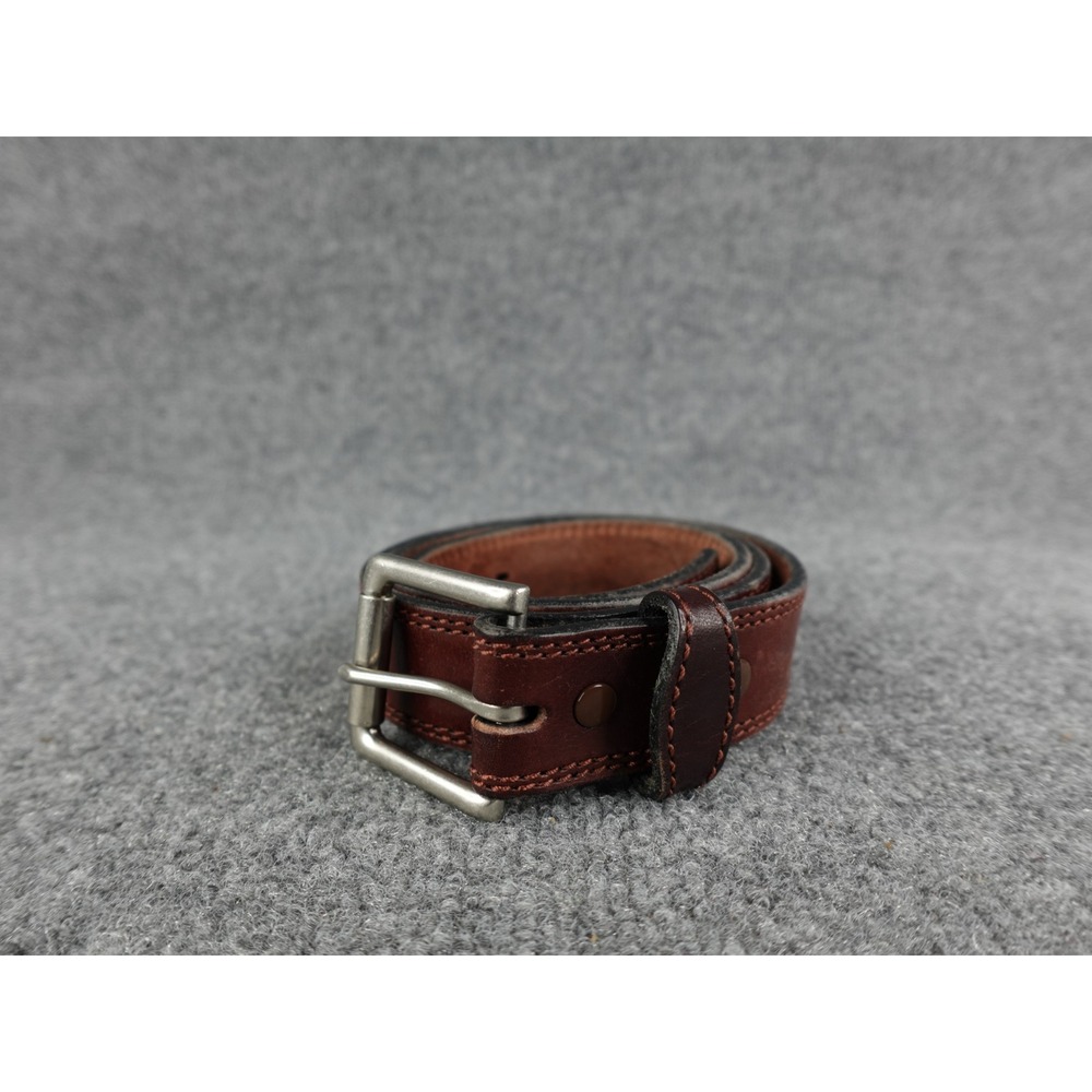 Gingerich Leather Mens Belt Brown Full Grain Buckle‎ Silver Tone Snap Closure